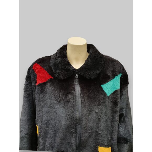 Black/Multicolor Reversible Rabbit Jacket -XL - Picture 6 of 11